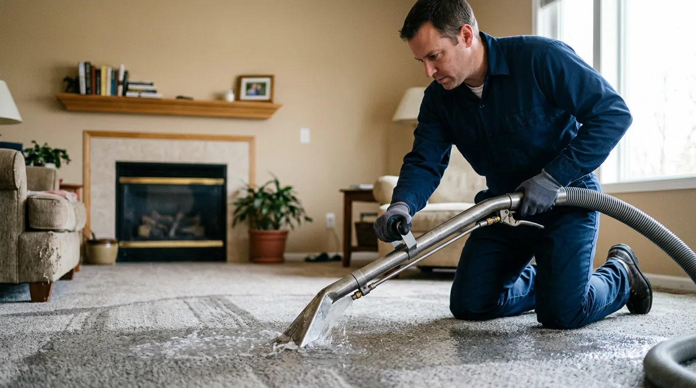 Water damage restoration technician working near Penobscot, ME